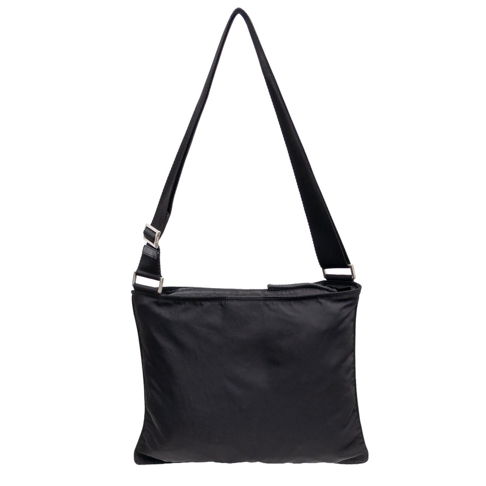 Prada Vintage Black Vela Nylon Small Flat Messenger Bag Adjustable Strap - Picture 2 of 13